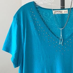 NWT Royal Blue Tee-Shirt w/Silver Studs XL 16-18